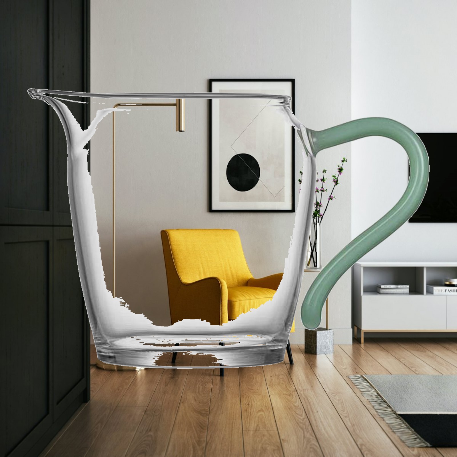 Tea And Coffee Kettle - Glasbecher aus Borosilikatglas mit Transparentem Messinggriff,
