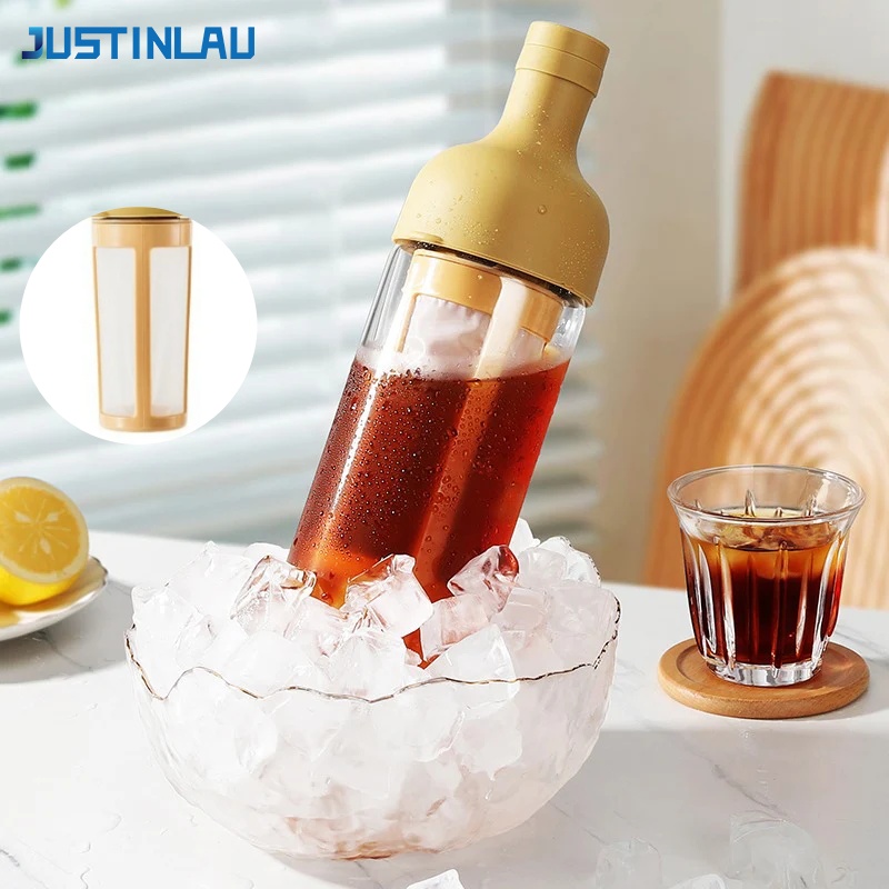 Tea And Coffee Kettle - JUSTINLAU 1L Kaltbrüh-Kaffeekanne Früchtetee-Brühkanne mit Filtersieb
