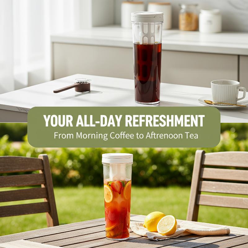 Cold Brew Bottle - 1L Manueller Cold-Brew-Kaffeebereiter mit Griff, Hochkapazitäts-Wasserflasche,