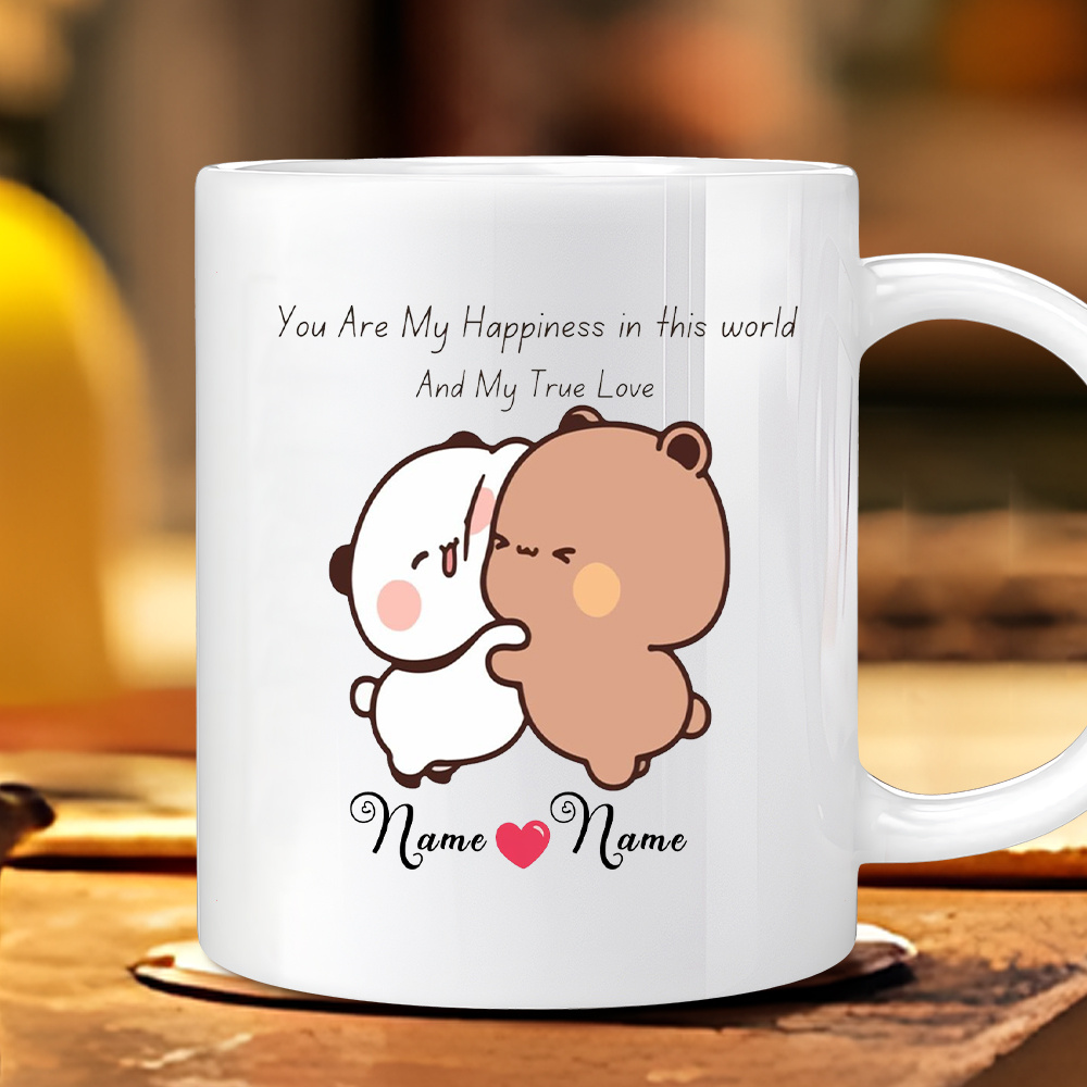 Coffee Tea Or - Personalisierte Romantische Paar-Tasse, Maßgefertigte Bär und