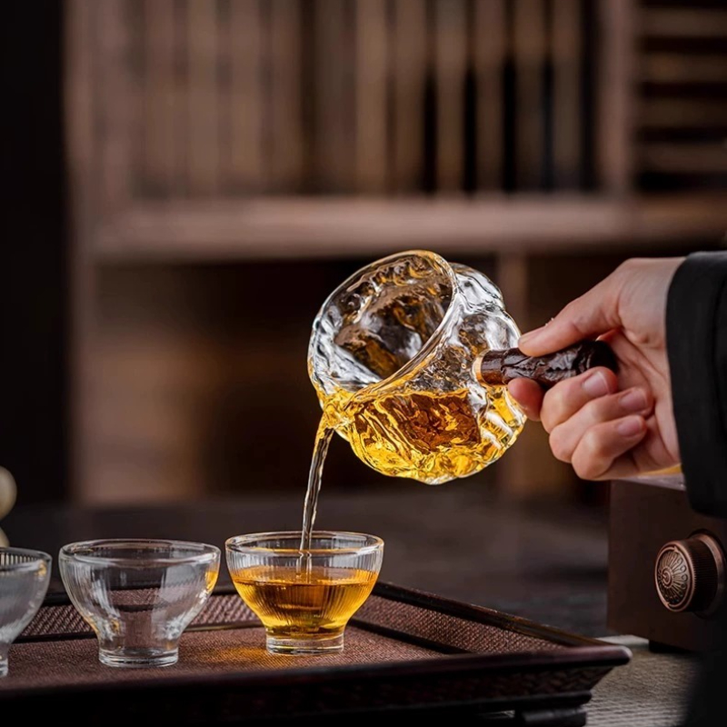 Coffee Tea Decanter - Tee-Servierkrug aus Glas, Dekanter mit Holzgriff,