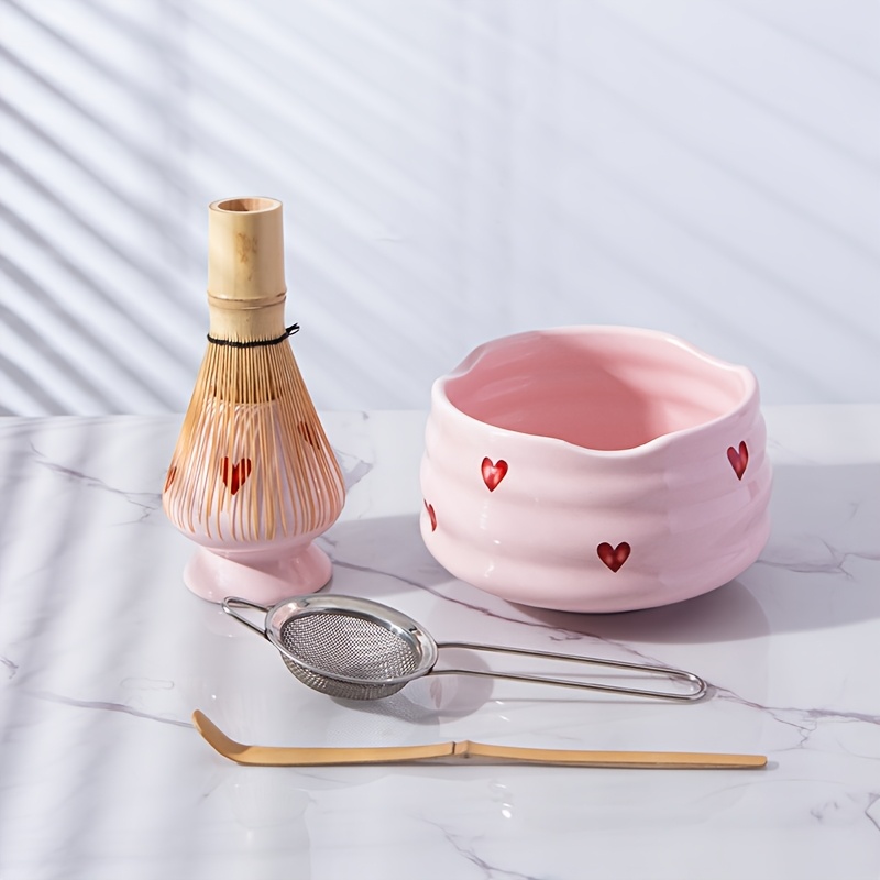 Matcha Whisk Set - 5-teiliges Matcha-Set aus Keramik mit rosa