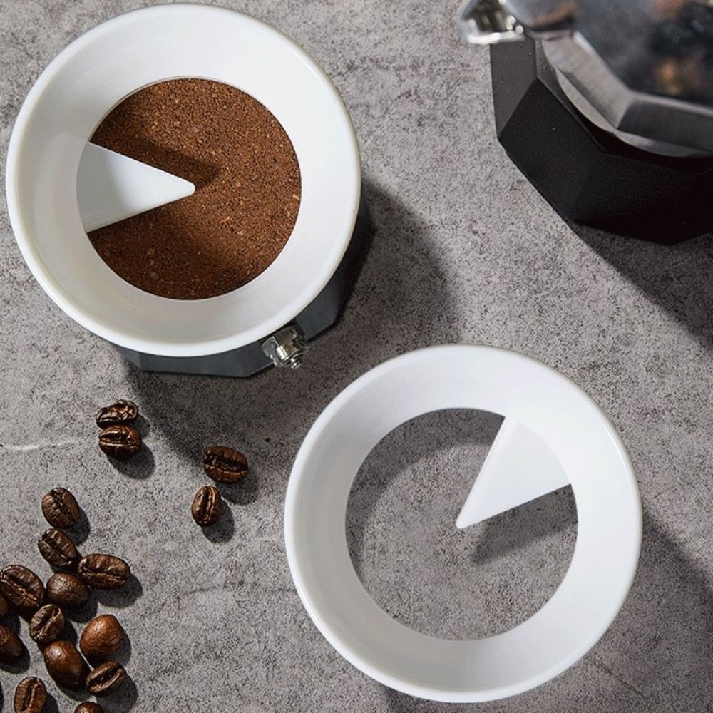 Coffee Tamper Leveler - Anti-Verschüttungs-Pulverring für Moka-Kanne, Universeller Nicht-Druck-Kaffeekannen-Pulverring, Weißer