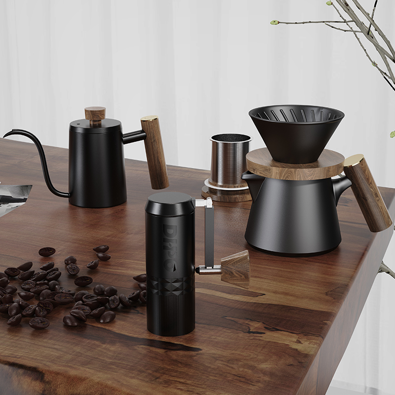 Pour Over Kettle - DHPO Luxus-Kaffeeset mit doppelschichtiger Kaffeetasse, manuelle