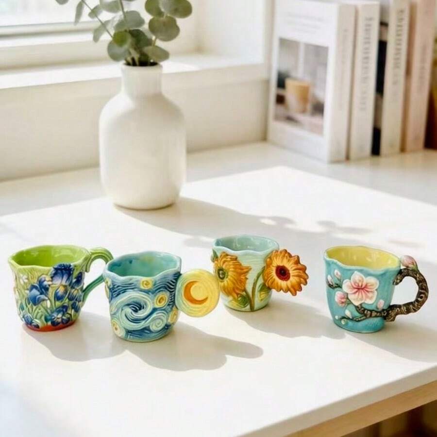 4 Stück geprägte Keramik-Kaffe – Coffee Tea Van Bewertung und Preis