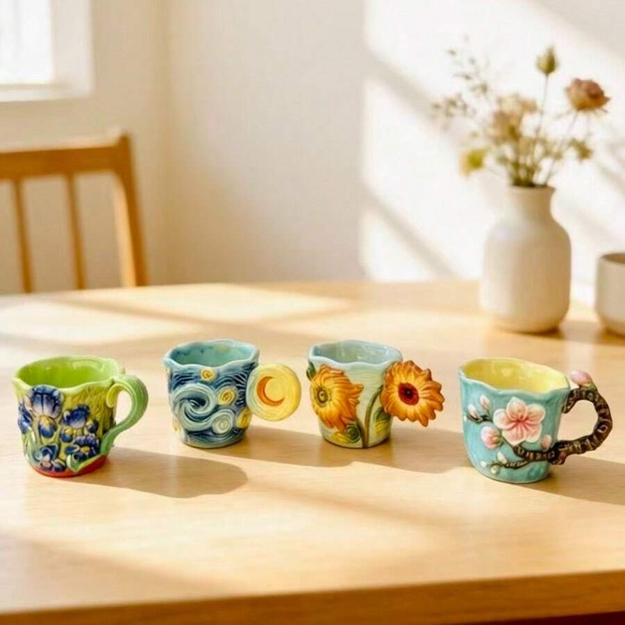 4 Stück geprägte Keramik-Kaffe – Coffee Tea Van Bewertung und Preis