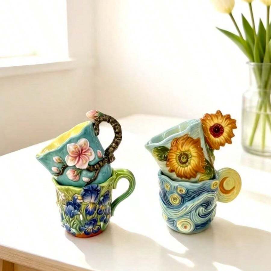 4 Stück geprägte Keramik-Kaffe – Coffee Tea Van Bewertung und Preis